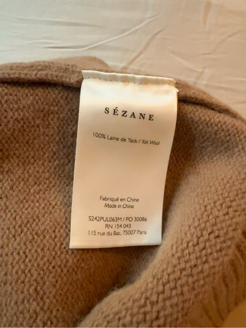 Sézane Samuel Jumper 100% Yak Wool Camel Brown – Medium - Picture 6 of 6